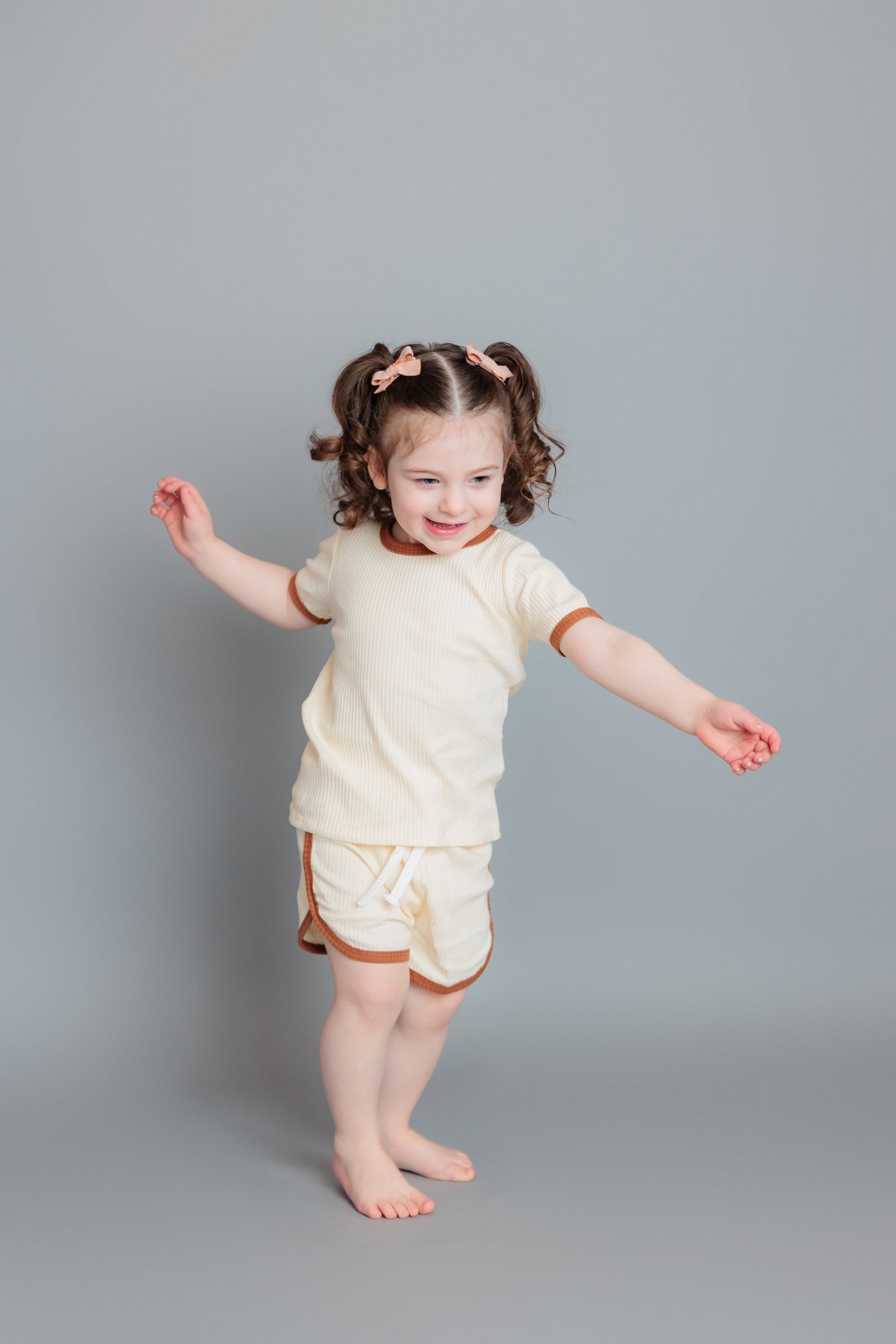 Unisex Summer Ribbed Two Piece Outfit Set💛 by The Honey and Bro Co. - Front View