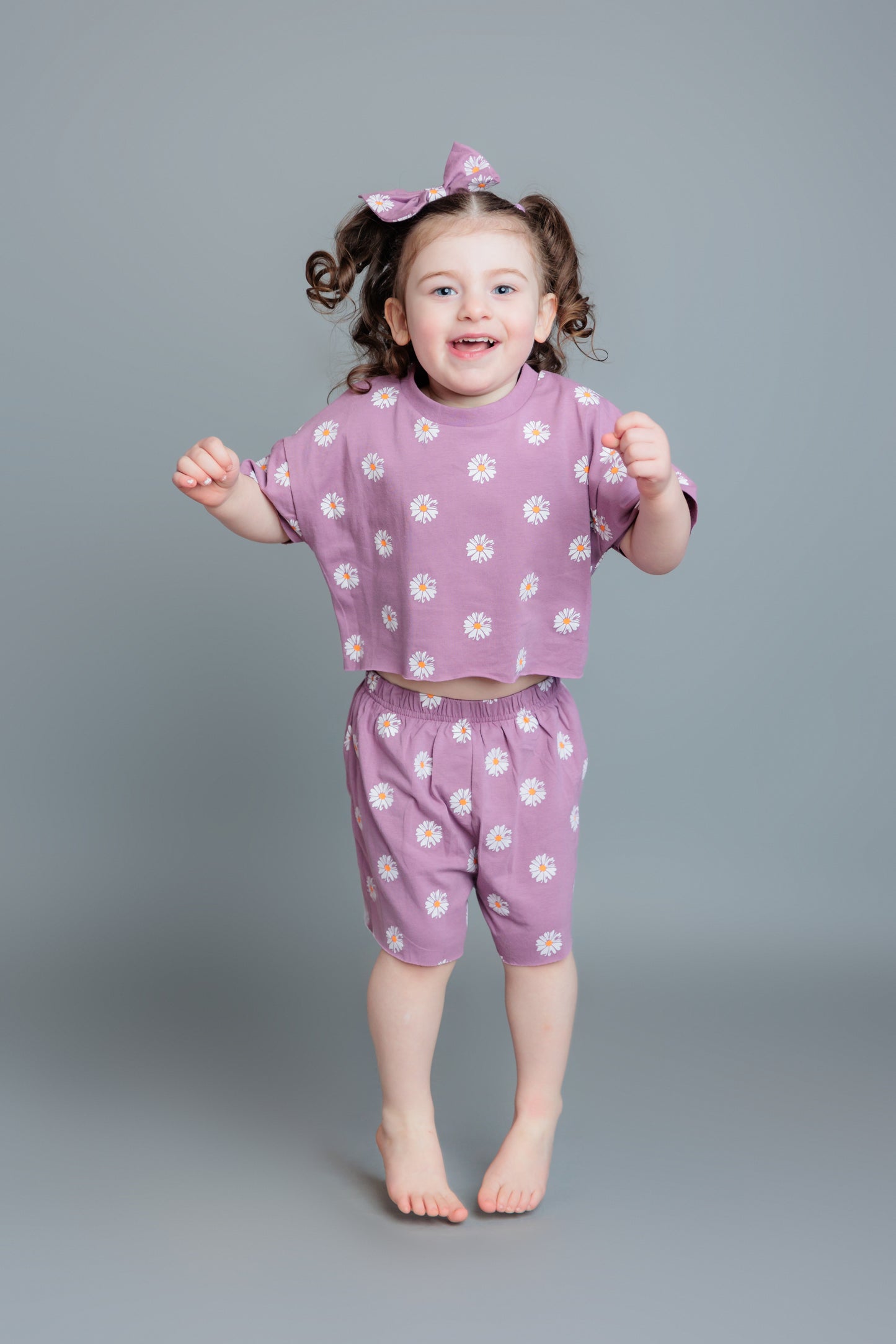 Toddler Girl Summer Floral Print 3 Piece Set by The Honey and Bro Co. - Back View