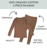 Organic Cotton 2-Piece Pajamas Sleepwear for  Toddlers! by The Honey and Bro Co. - Detail View