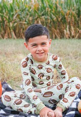 Football Two-Piece Bamboo Pajamas by Joan's - Detail View