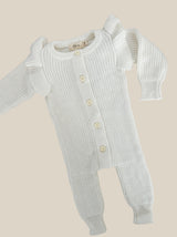 Long Flutter Ribbed Romper | Milk by The Honey and Bro Co. - Back View