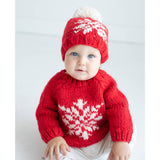 Snowflake Red Crew Neck Sweater for Baby & Toddler by Huggalugs - Detail View