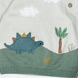 Dino Appliqué Baby Sweater - Button Shoulder Detail