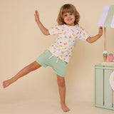 Baby wearing Beach Fun organic cotton t-shirt outdoors