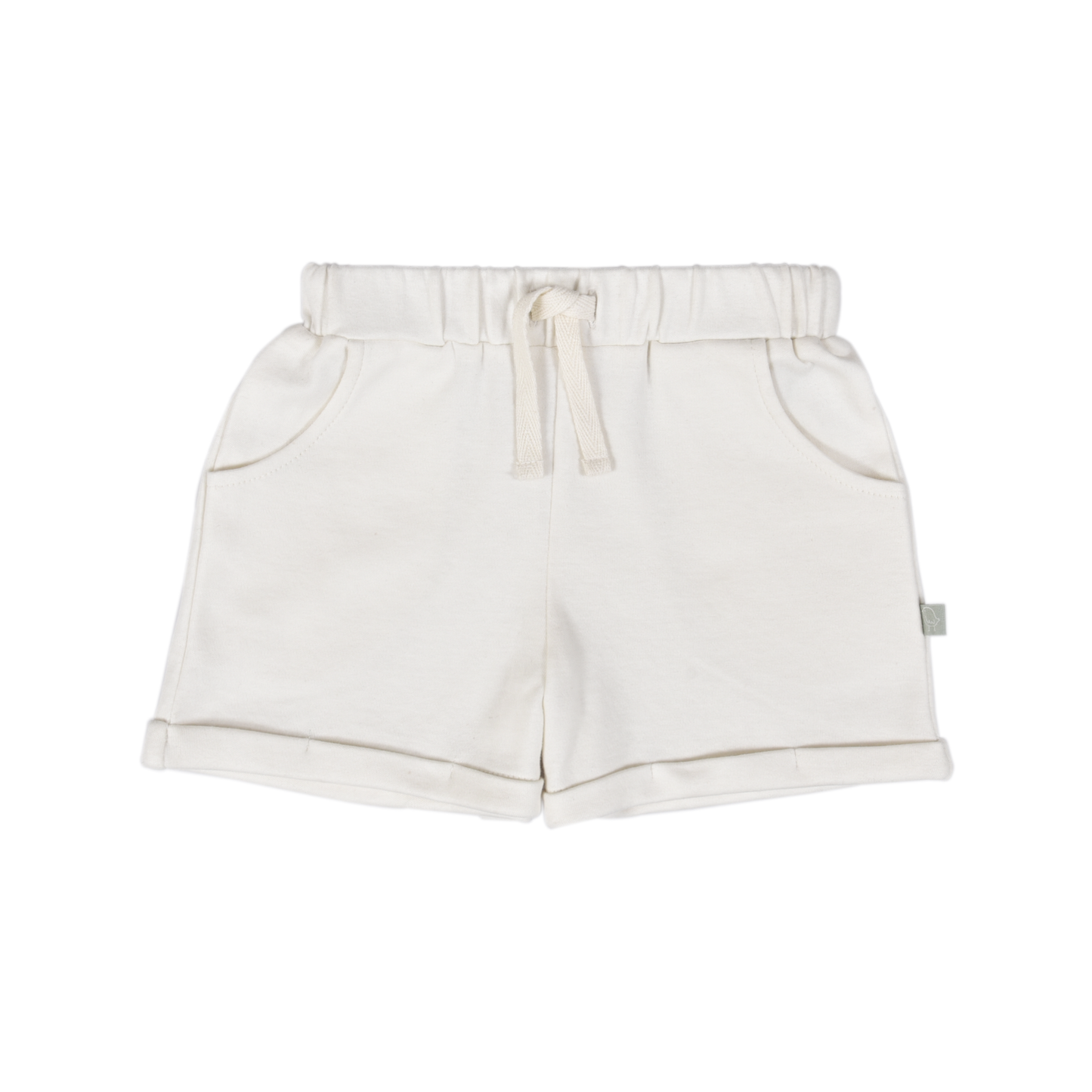 Baby Kid Organic Shorts Ivory by Finn + Emma - Front View - Organic Cotton Baby Shorts