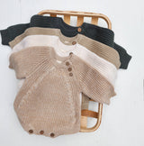 Organic Cotton Elliot Knitted Sweater Romper by OLIVE & CRADLE - Front View