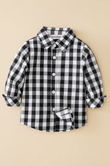 Black & White Plaid Cotton Button-Down Shirt by The Honey and Bro Co. - Front View