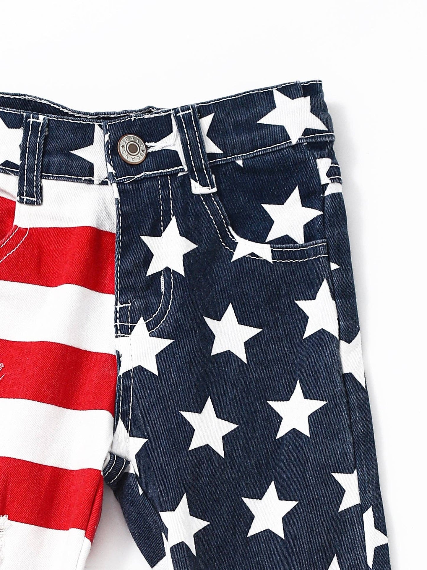 Star Stripe Double Layer 4th Of July Jeans by The Honey and Bro Co. - Back View