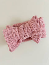 Knit Oversized Bow | Pink by Petite + Co - Back View