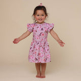 Blossom Floral Organic Cotton Short Sleeve Dress - On Baby Front