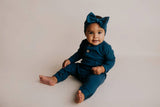 Baby Ribbed Playsuit - Robin's Egg Blue Ribbed Fabric Close-Up