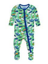 Comic Book Superhero Bamboo Footed Pajamas by RuffleButts + RuggedButts - Back View