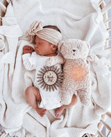 Floral Oversized Bow Headband | Oatmeal by Petite + Co - Front View