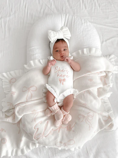 GIA Cotton Ribbed Bow Headband | Milk by Petite + Co - Lifestyle Image 1
