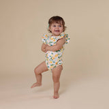 Sunny Citrus Organic Cotton Frill Bodysuit - With Headband
