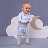 Baby Blue Organic Cotton Rib Pants - Flat Lay Styled
