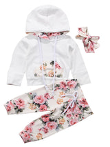 Floral White Pink 3-Piece Baby Girl Outfit - Front View by Fennco Styles