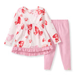 I Heart You Tunic & Pants Set | Pink Hearts by The Honey and Bro Co. - Front View