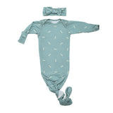Arrow Print Knotted Newborn Gown Soft Cotton by The Honey and Bro Co. - Back View