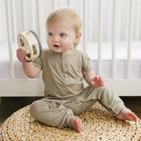 Bamboo Henley Romper - Close-Up of Bamboo Viscose Fabric