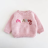 Organic Cotton Pink Snowflake Baby Sweater by Figgy Friends - Front View