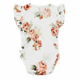 Rosebud Organic Cotton Frill Bodysuit - Rosebud Print Detail