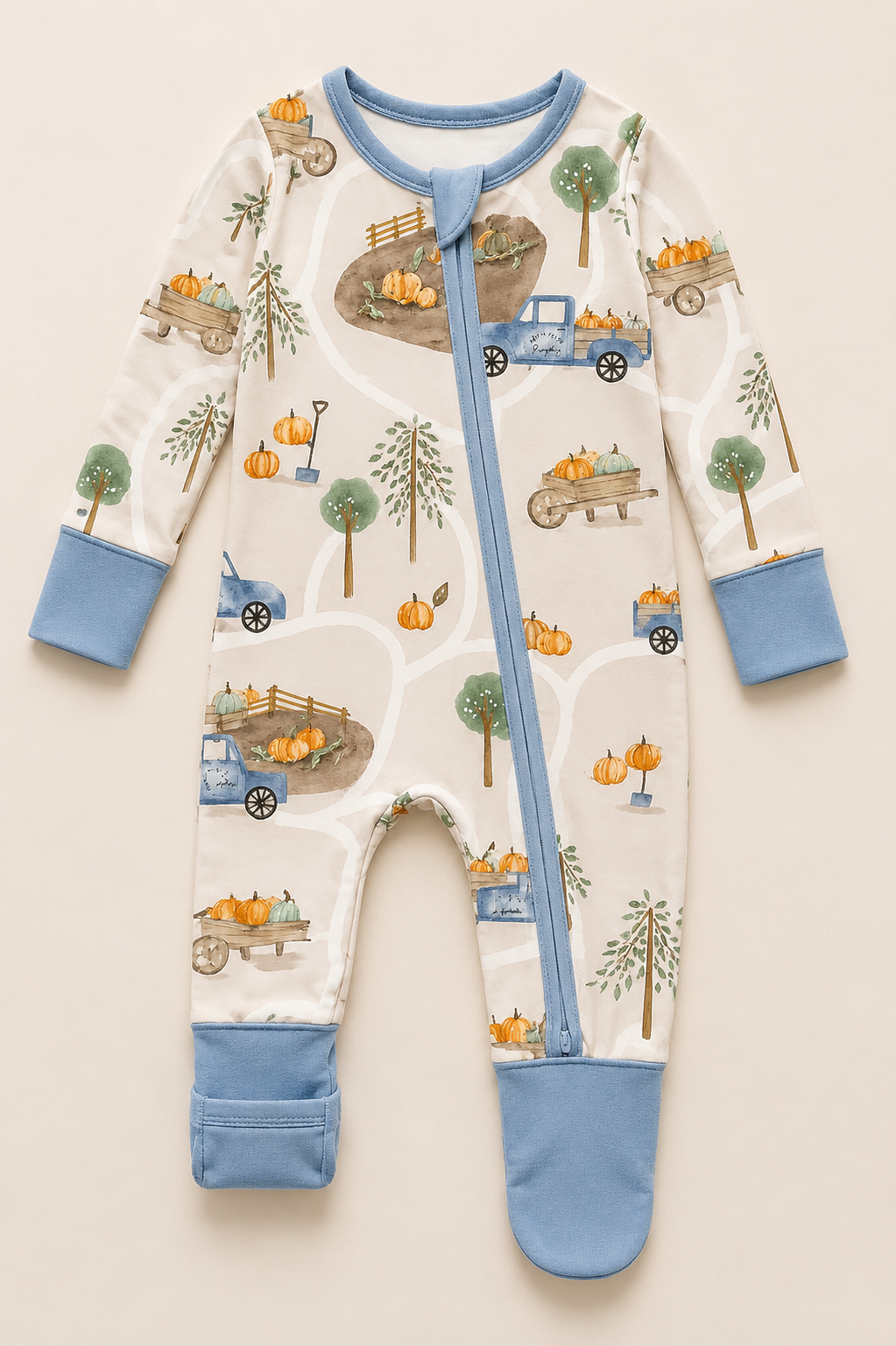 Harvest Haul Zinza convertible baby zippy pajama by The Honey and Bro Co.