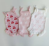 Summer Cherry Heart Bow Frill Romper by The Honey and Bro Co - Lifestyle View