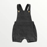Ribbed Suspender Romper - Charcoal by The Honey and Bro Co. - Back View