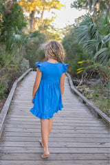 Bright Blue Floral Hi-Lo Short Set | Girls by Adorable Sweetness - Close-Up