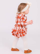 IVORY FOOTLESS RUFFLE TIGHTS by RuffleButts + RuggedButts - Back View - Easter Baby Clothing