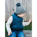 Grey Pop Pom Pom Beanie Hat by Huggalugs - Close-Up