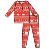 Matching Red Bamboo Christmas Polar Bear Women's Pajamas by Bellabu Bear - Back View