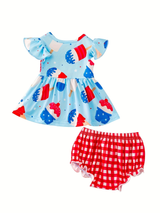 Independence Day Baby Ice Cream Plaid Print Set by The Honey and Bro Co. - Detail View