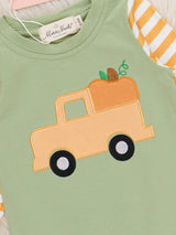 Embroidered Lil’ Harvest Rider Romper by Marie Nicole Clothing - Side View