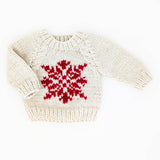 Snowflake Natural Crew Neck Sweater for Baby & Toddler by Huggalugs - Front View