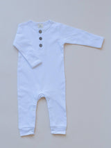 Organic Cotton Henley Romper | Baby Long Sleeve by The Honey and Bro Co. - Detail View
