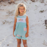 Pastel Ice Cream Gingham Short Set - Embroidered Ice Cream Detail