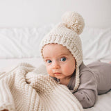 Natural Garter Stitch Knit Bonnet by Huggalugs - Back View