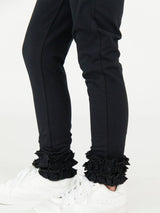Black Classic Ruffle Leggings with Ruffles - Front View
