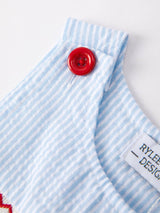 4th of july Star Embroidery Smock Boys Romper by The Honey and Bro Co. - Detail View