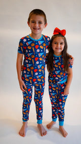 Baseball Bamboo Two-Piece Pajamas | Kids by The Honey and Bro Co. - Back View