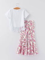 It's a Baseball Kinda Day Girls Outfit Set - Back view of coordinating two-piece set