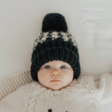 Houndstooth Hand Knit Beanie Hat by Huggalugs - Detail View
