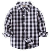 Black & White Plaid Cotton Button-Down Shirt by Fennco Styles - Back View