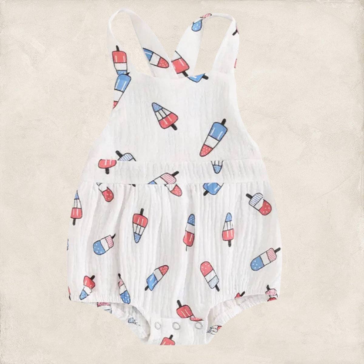 Patriotic Popsicle Romper by The Honey and Bro Co. - Front View