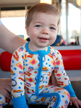 Breakfast Buddies Zippy Bamboo Pajamas by The Honey and Bro Co. - Front View