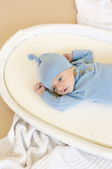 Newborn Bamboo Gown & Hat Set by Little Joy Co. - Close-up - Newborn Baby Clothing