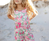Mint Pink Floral Ruffle Jumpsuit - Full Length Styled