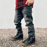 Stretch Denim Pants | Faded Black by The Honey and Bro Co. - Front View